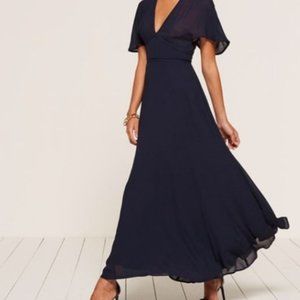 Reformation Maisie Full length, Kimono Sleeve, Low Cut Dress